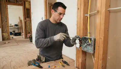 Ogden, UT electrician routes cables and secures stripped wires to device box terminals for reliable electrical wiring