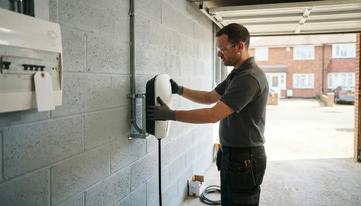 EV charger installation with a dedicated 240-volt circuit in an Ogden, UT garage
