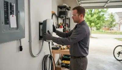 Level 2 EV charger and dedicated circuit installation in a Plain City, UT garage