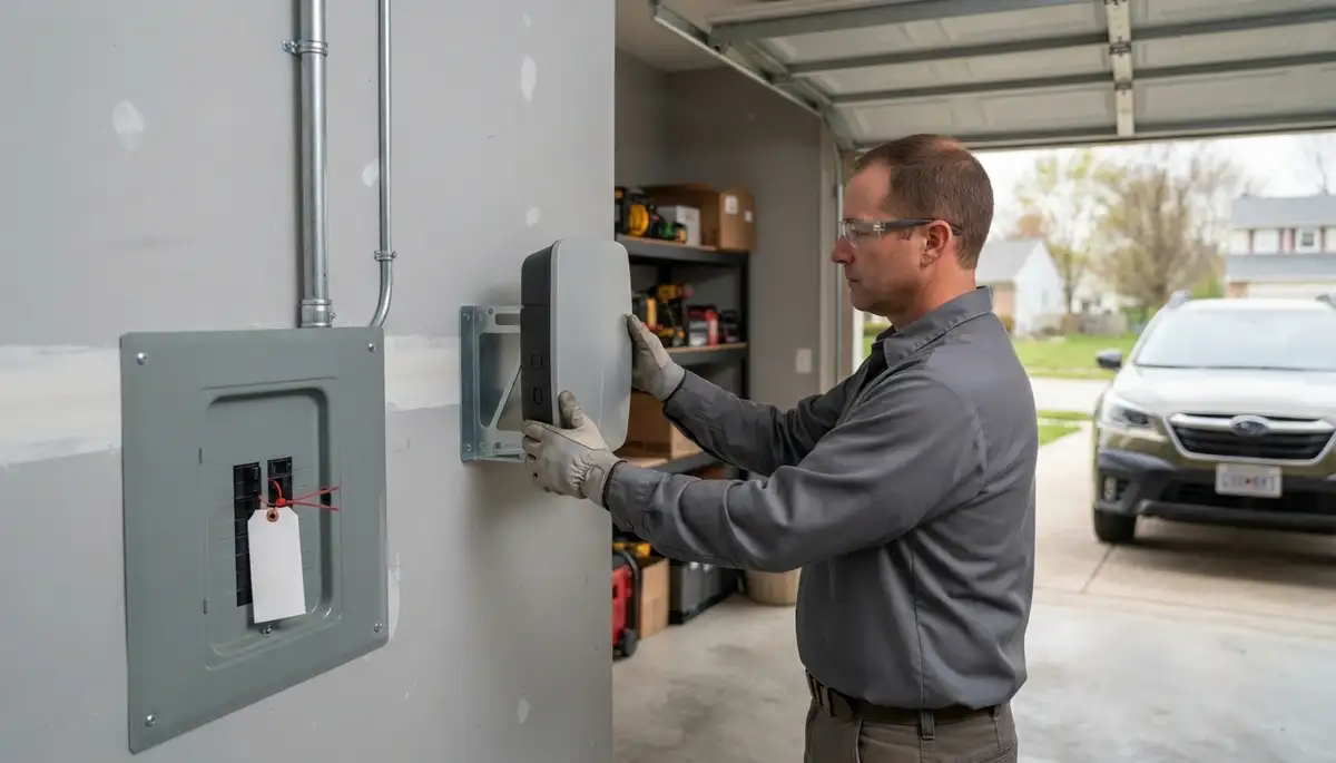 Level 2 EV charger installation in a Willard, UT garage by a licensed electrician