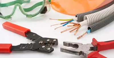 Electrical wiring repair with professional tools and safety equipment in Layton, UT