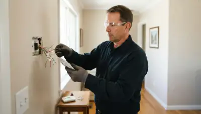 Electrician assesses thermostat control wiring in an Ogden, UT home before installation