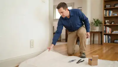 Residential electrician assessing an outlet with a drop cloth in an Ogden, UT home