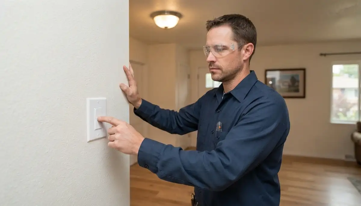 Ogden, UT electrician tests a repaired light switch for proper operation and consistent lighting response