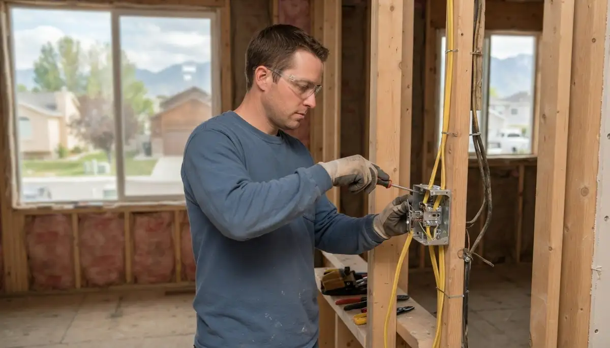 Electrician rewiring an older Brigham City, UT home and adding code-compliant circuits