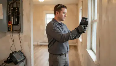 Ogden, UT electrician performs home energy audit, scanning window heat loss with thermal camera and load testing