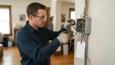 Ogden, UT electrician replacing scorched wiring and a failed device in a locked-off junction box